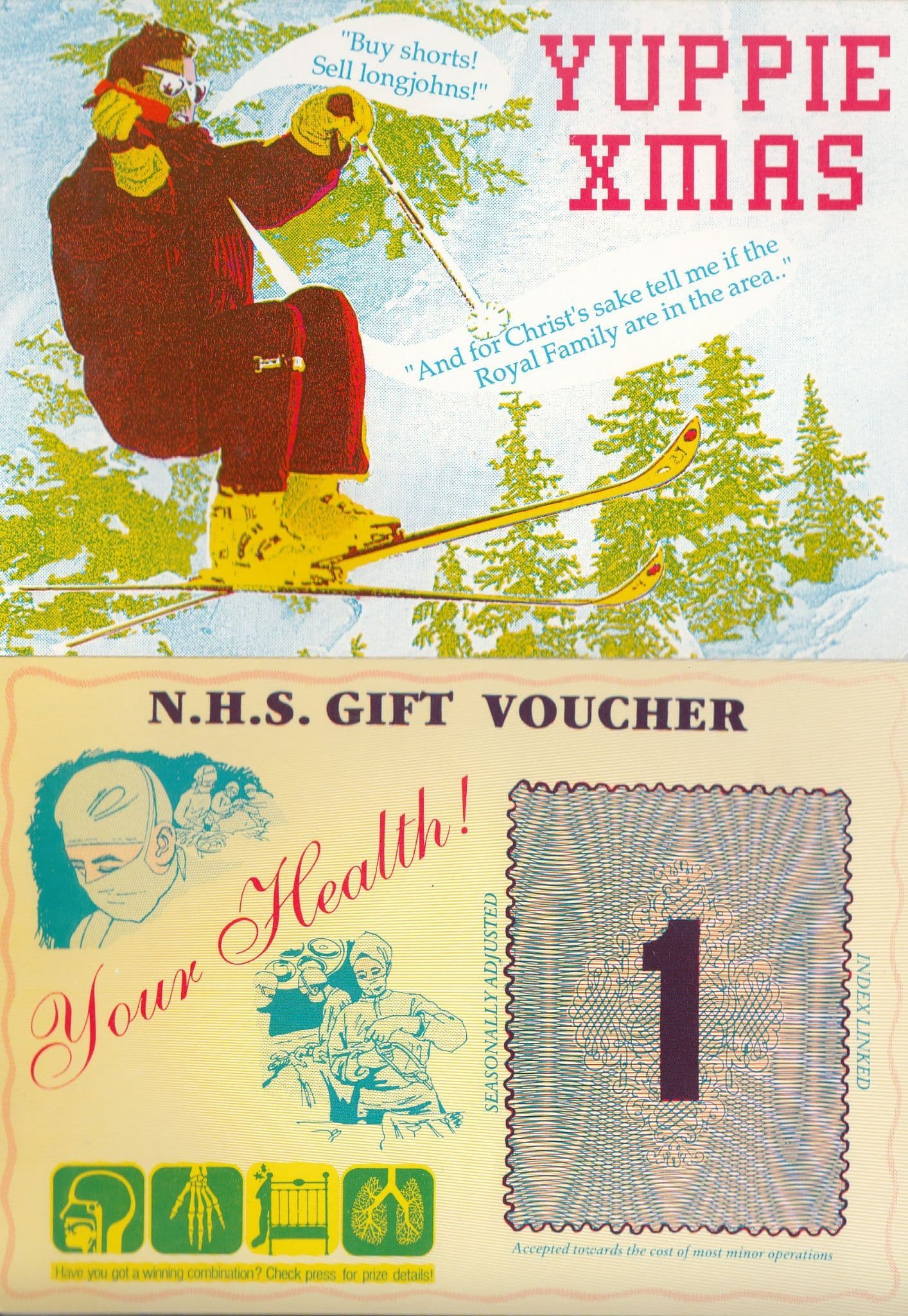 Yuppie Christmas Get Drunk Alcohol Break Laws NHS 2x Postcard