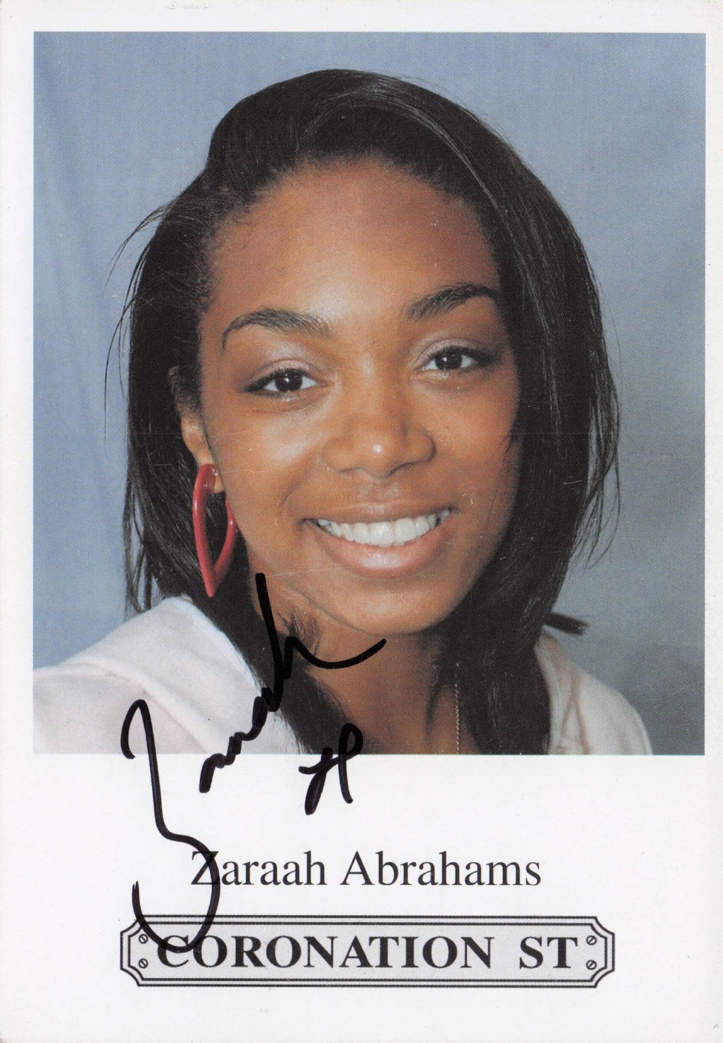 Zarah Abrahams Coronation Street Hand Signed Cast Card Photo