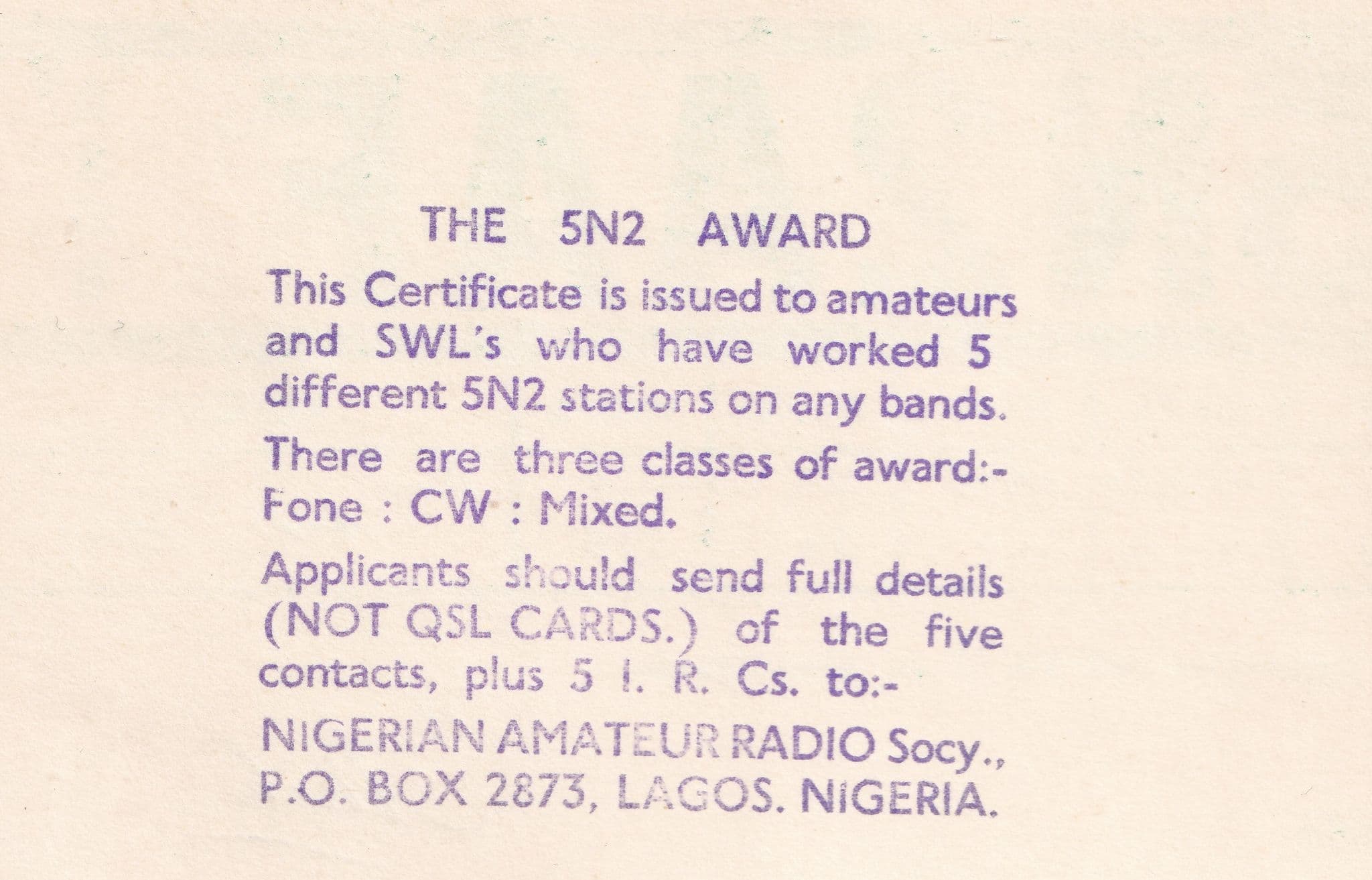 Zaria Nigeria 1960s QSL Amateur Radio Card