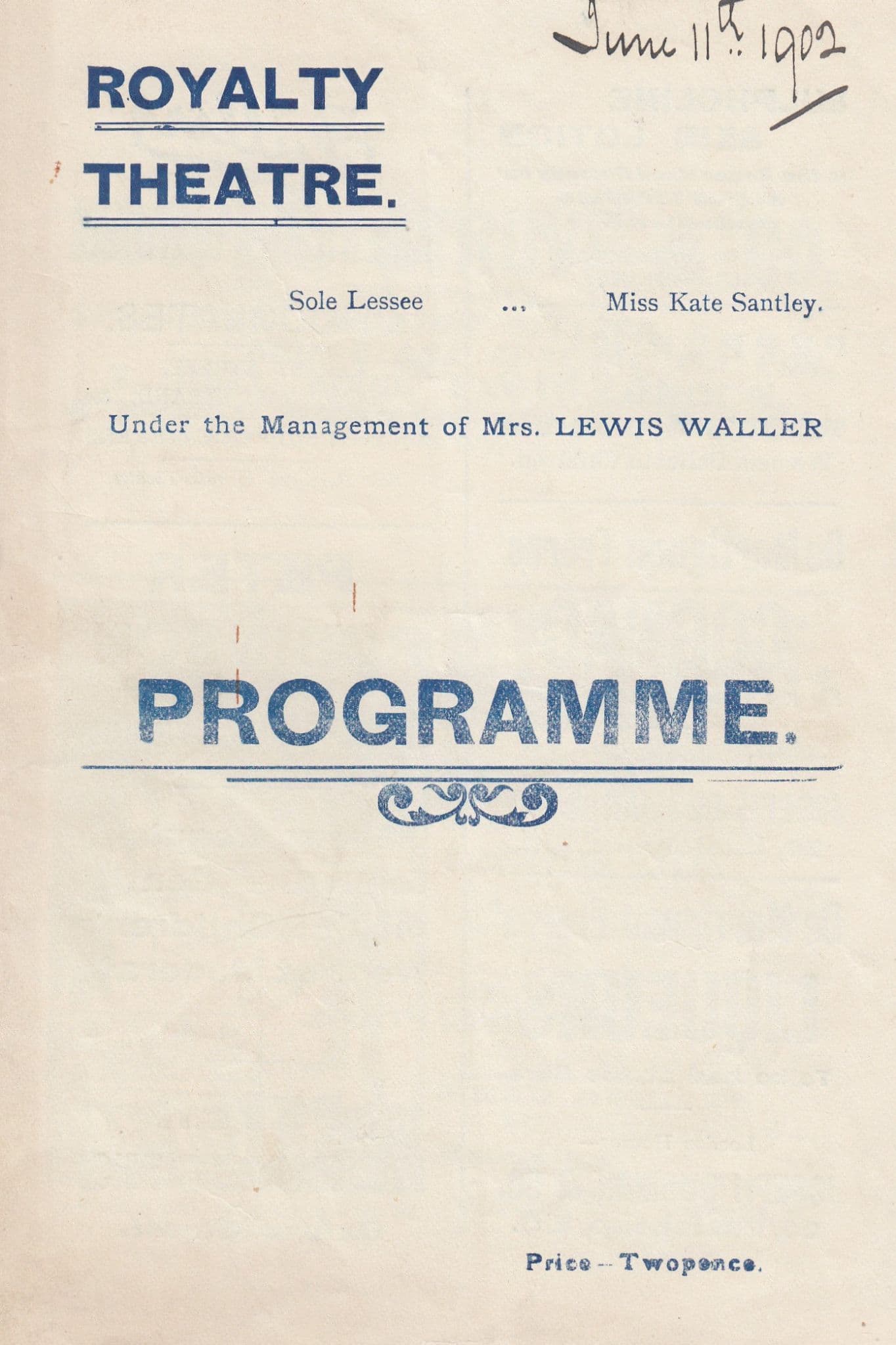 Zaza David Belasco Lewis Waller Royatly London Theatre Programme