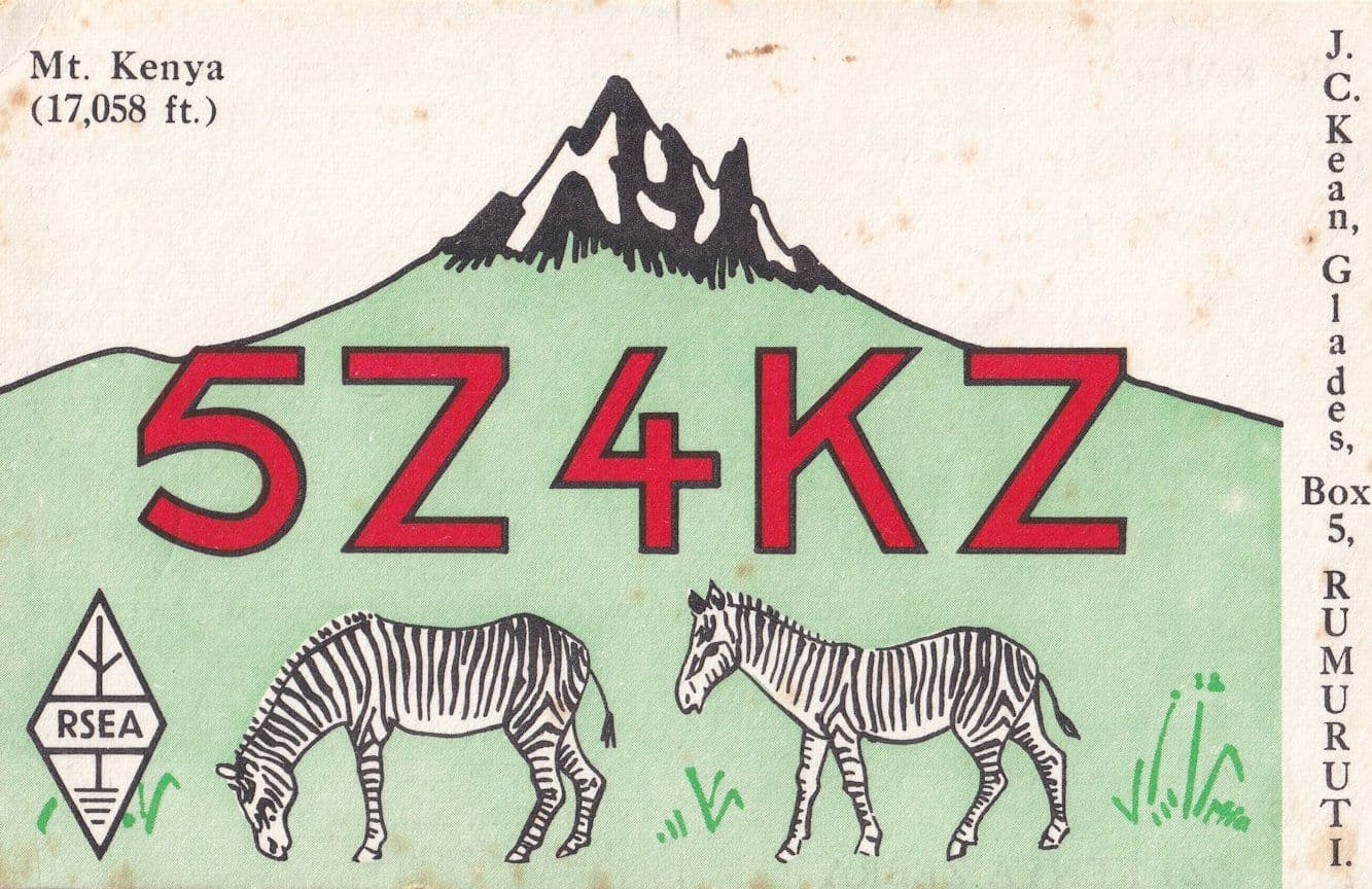 Zebra Mount Kenya Africa QSL Radio Card