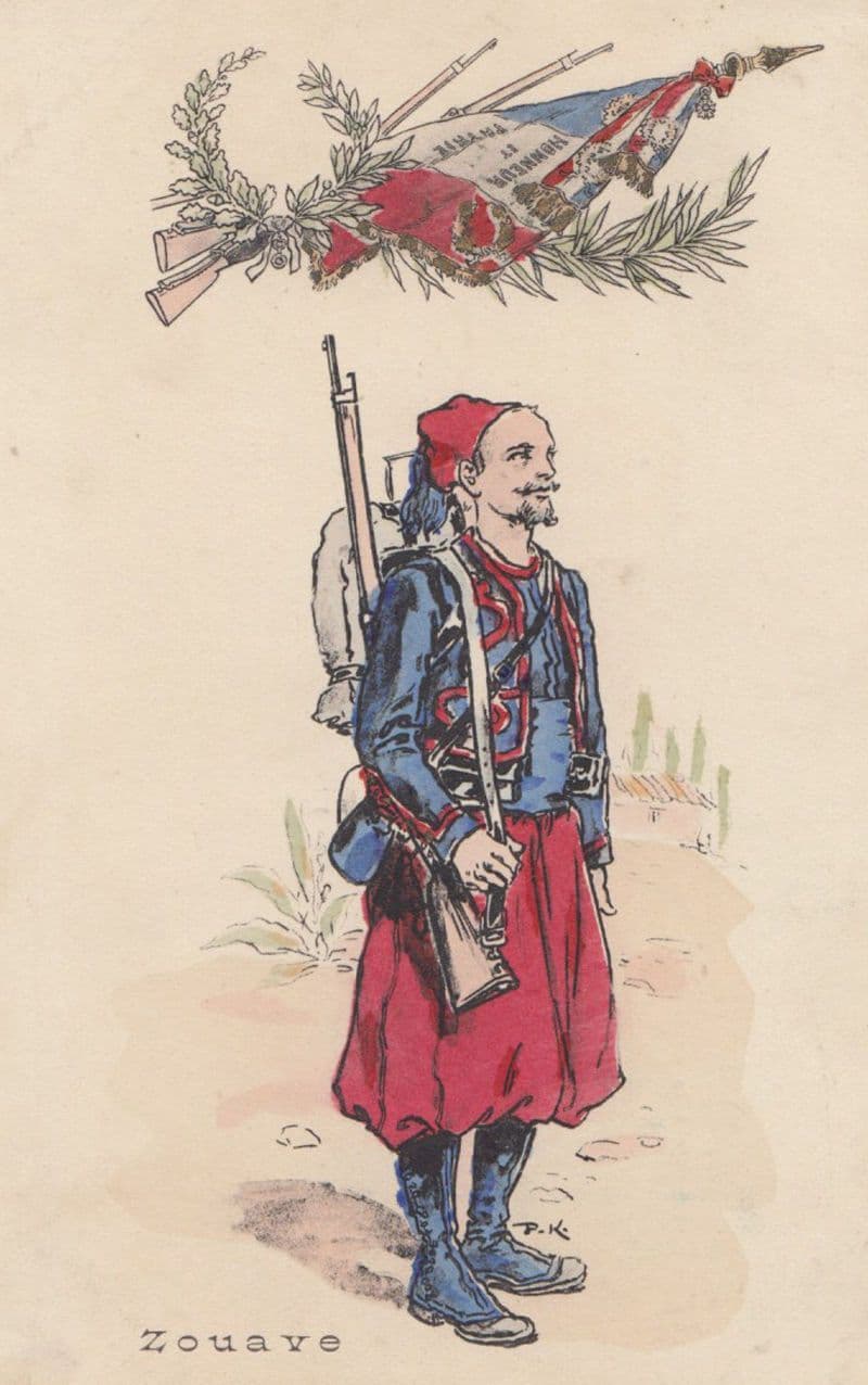 Zouave Algerian French Soldier Antique Francais Military Uniform Postcard