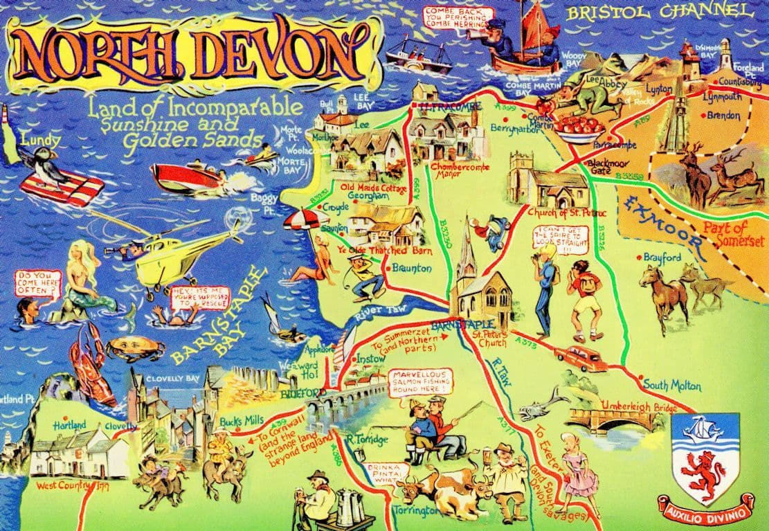 UK Places Comic Postcards