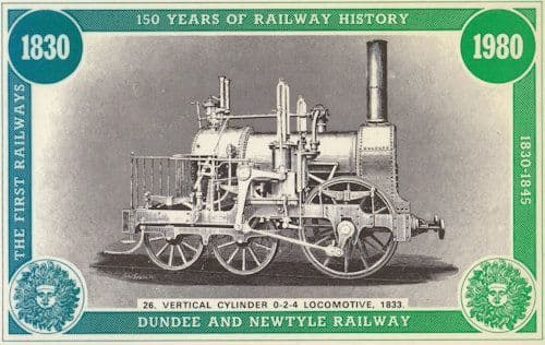 0-2-4 Vertical Cylinder 1833 Dundee Newcastle Train Railway Postcard