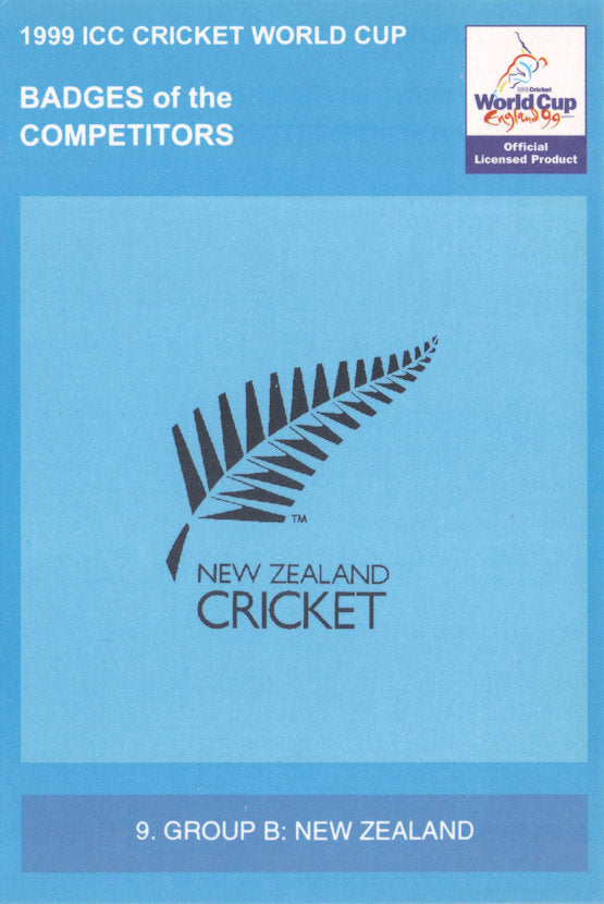 New Zealand 1999 Cricket World Cup Badges Of The Competitors Official Postcard