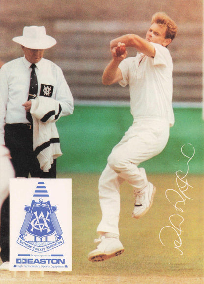 Paul Reiffel Vintage Australia RARE 1992 VCA Easton Cricket Trade Postcard