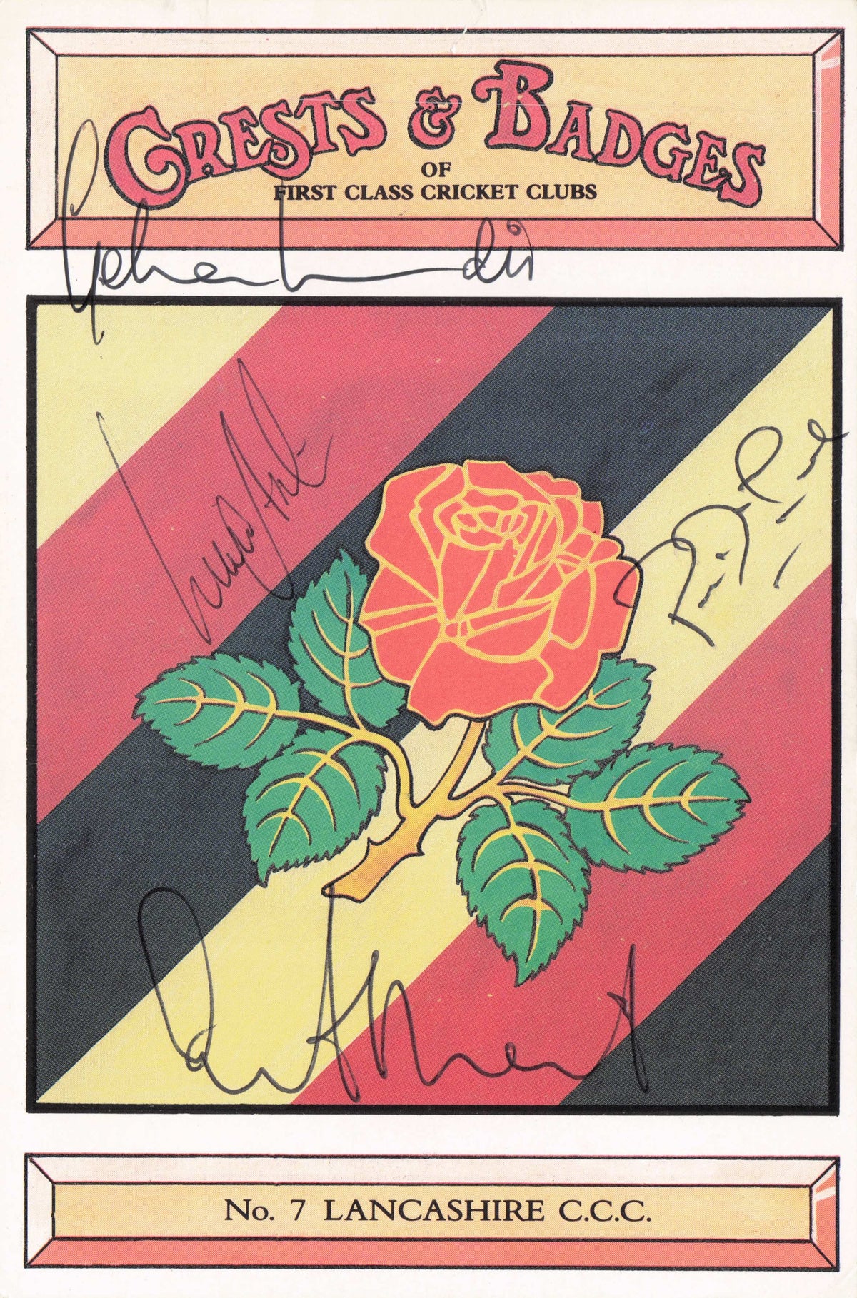 Mike Atherton Lancashire Cricket Club MULTI Hand Signed Postcard