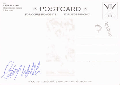Courtney Walsh West Indies Cricket Reverse Hand Signed Photo Postcard