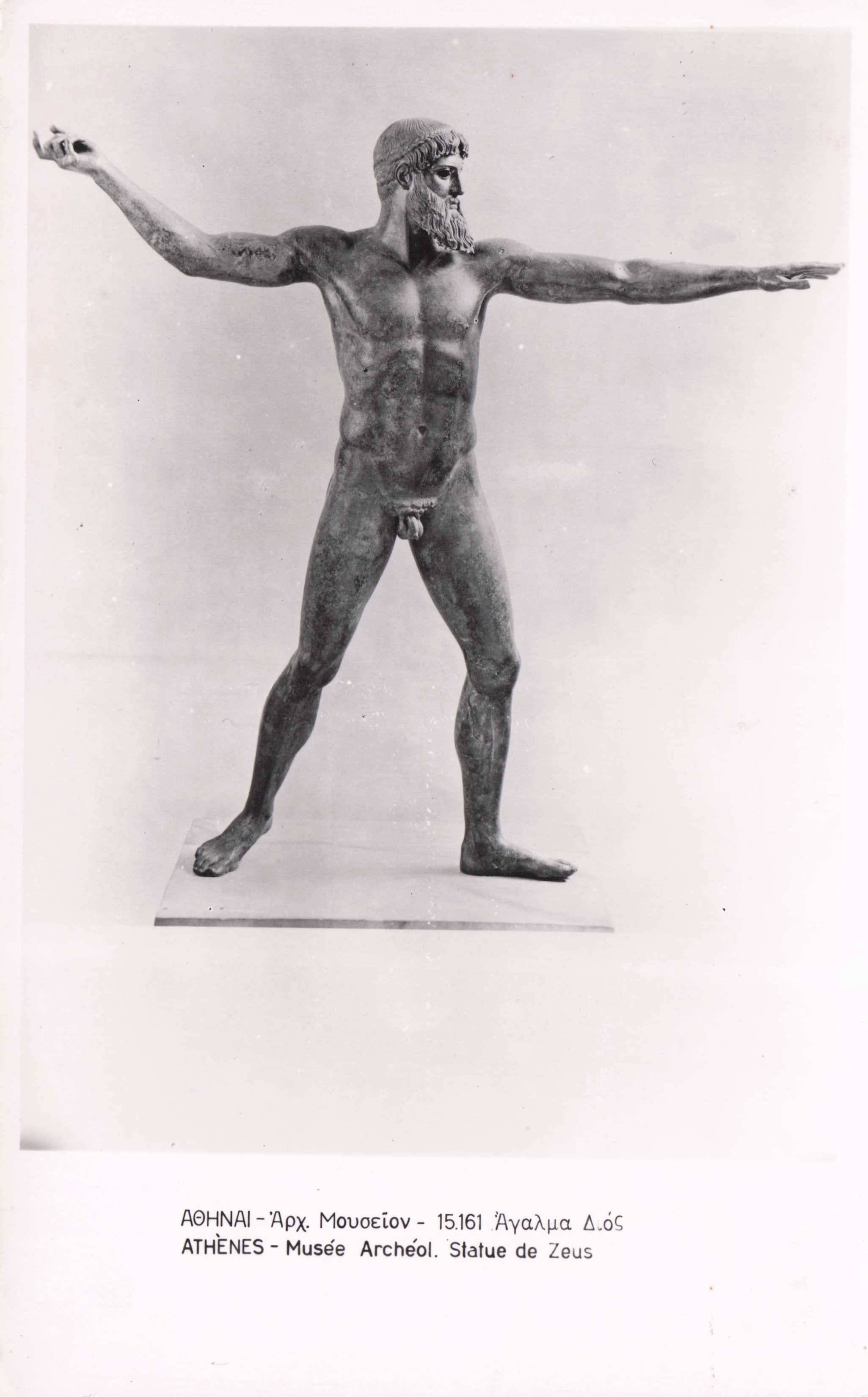 Statue Of Zeus Antique Bronze Statue National Museum Athens Real Photo Postcard