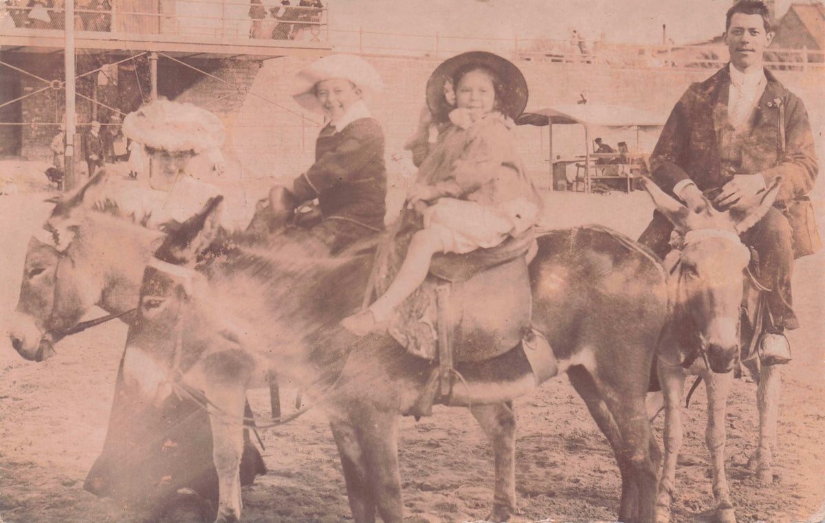 Rodeo Style Family Beach Donkey Rides Bristol 1904 Real Photo Postcard