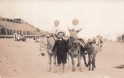 Young Boy & Baby Sister Personally Written From Their Donkey Ride Photo Postcard