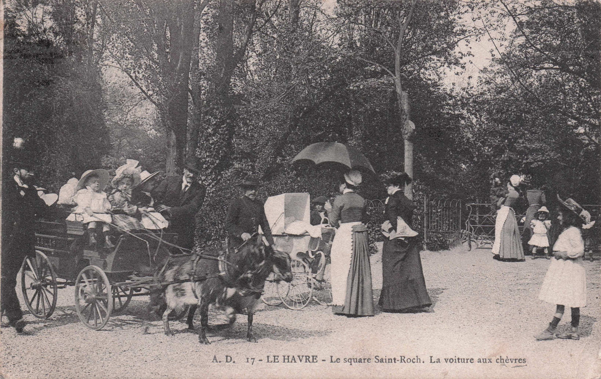 Le Havre Square St Roche Voiture Aux Chevres RARE French Donkey Ride Postcard
