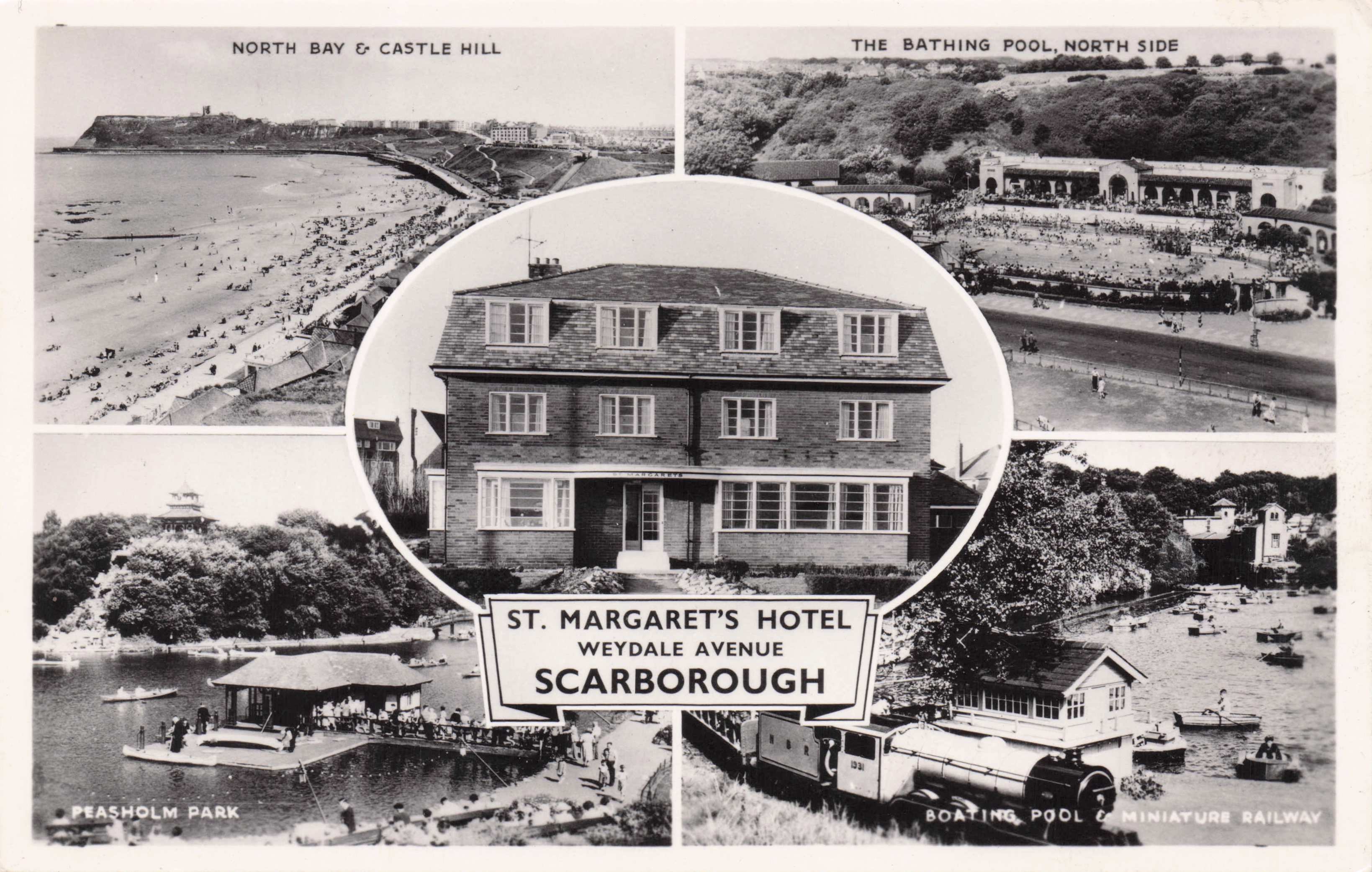 St Margarets Hotel Scarborough Railway Yorkshire Real Photo Old Postcard