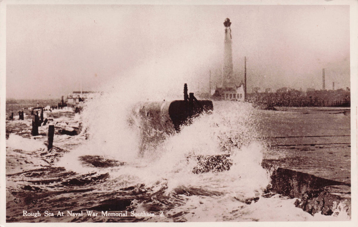 Rough Sea at Naval Military War Museum Southsea Lancashire Real Photo Postcard