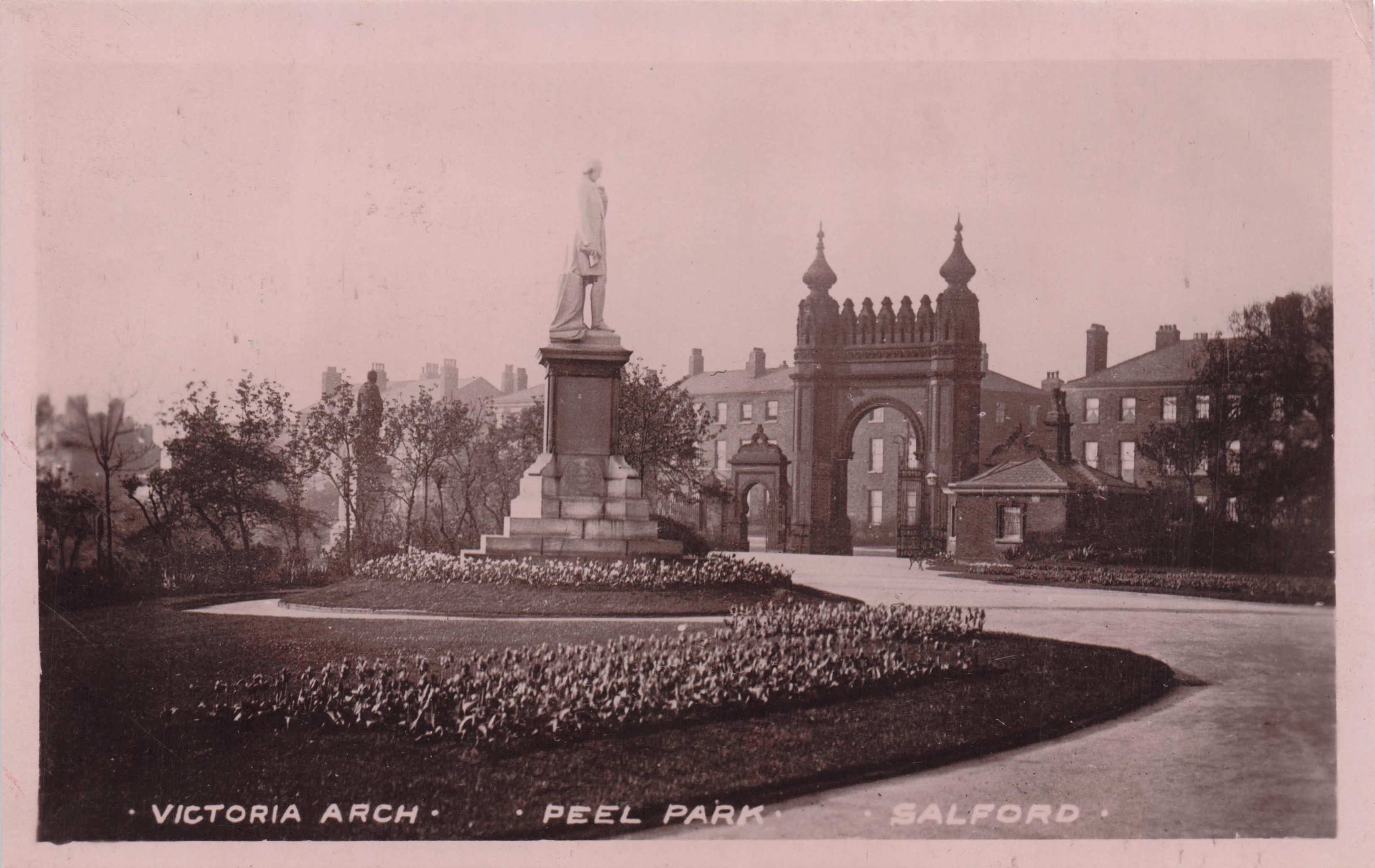 Victoria Arch Peel Park Salford West Midlands Antique Real Photo Postcard