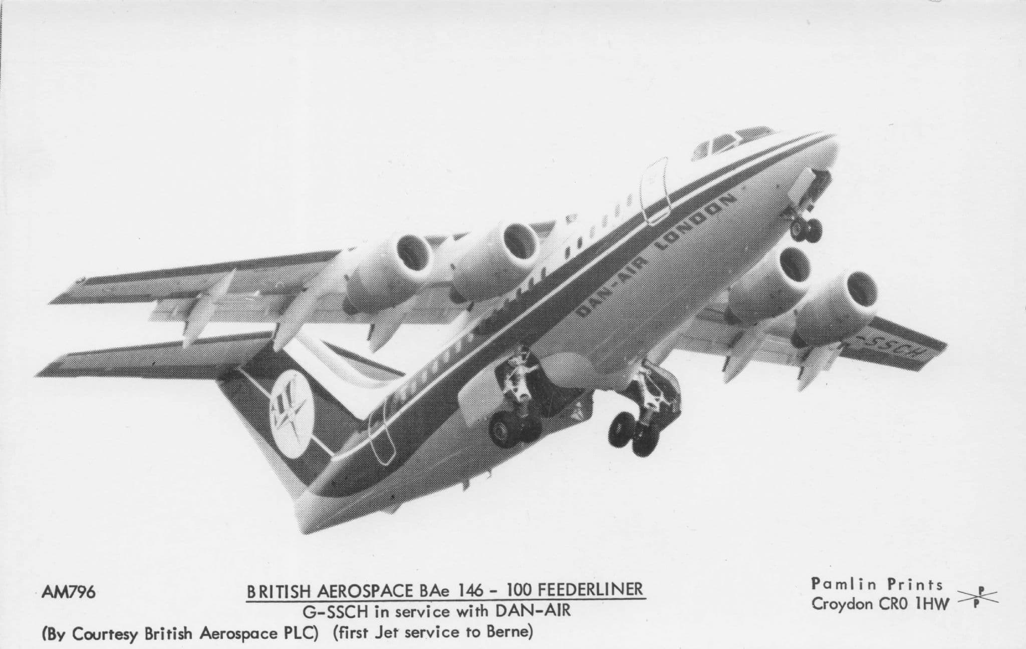 100 Feederliner British Aerospace Plane Dan Air Photo Postcard