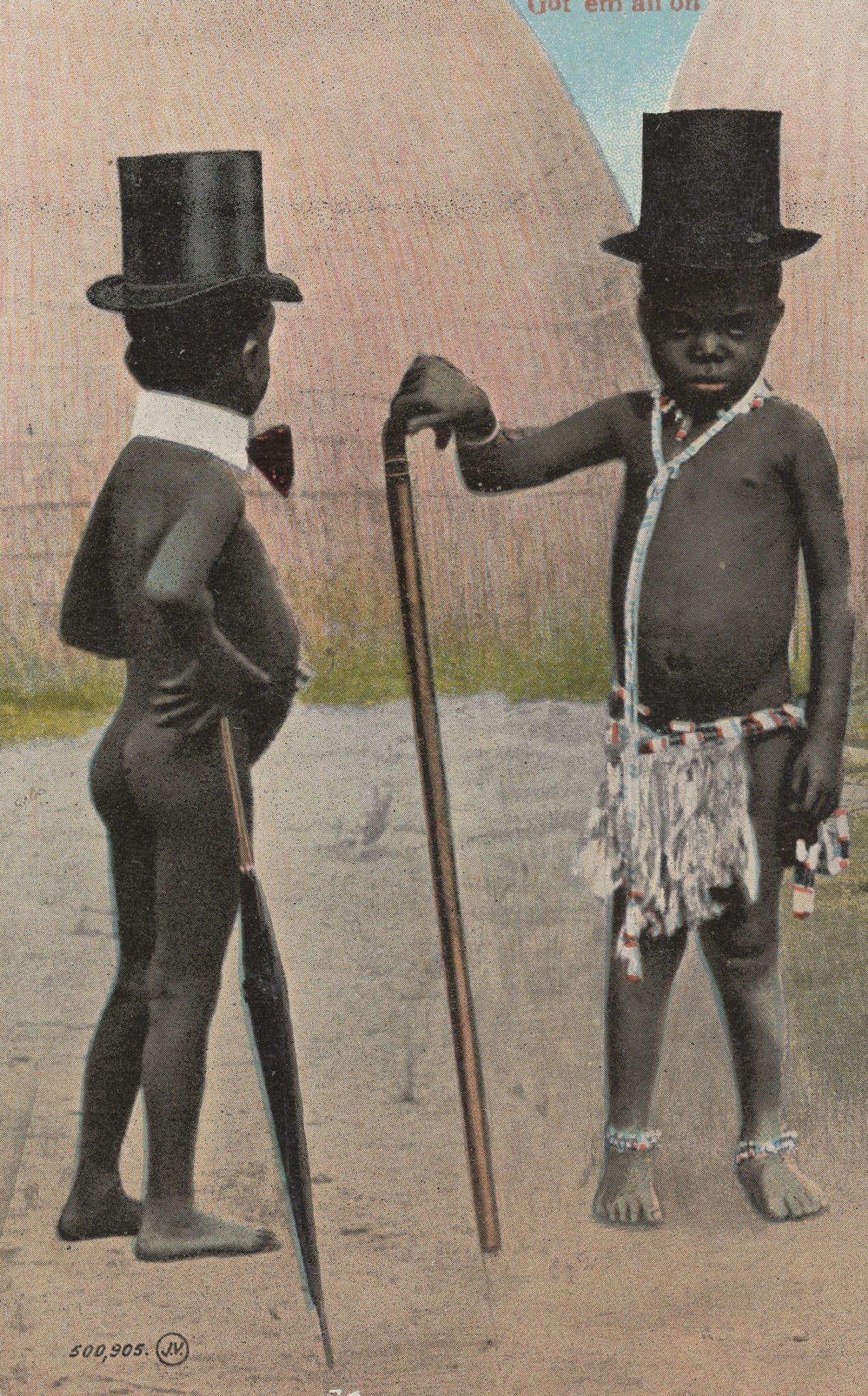 South African Fred Astaire Ballroom Top Hat Boys Ethnic Old Postcard