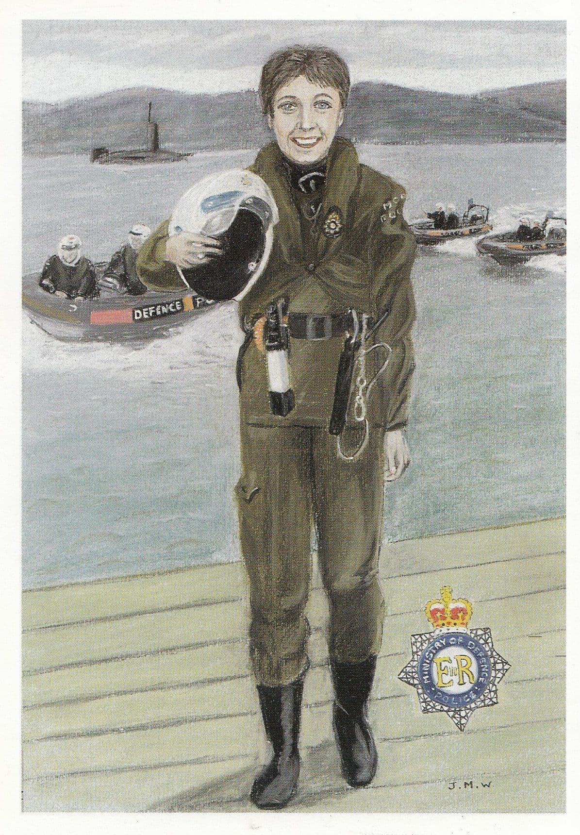 Female Marine Officer Ministry Of Defence Police Policeman Plain Back Rare MOD Postcard