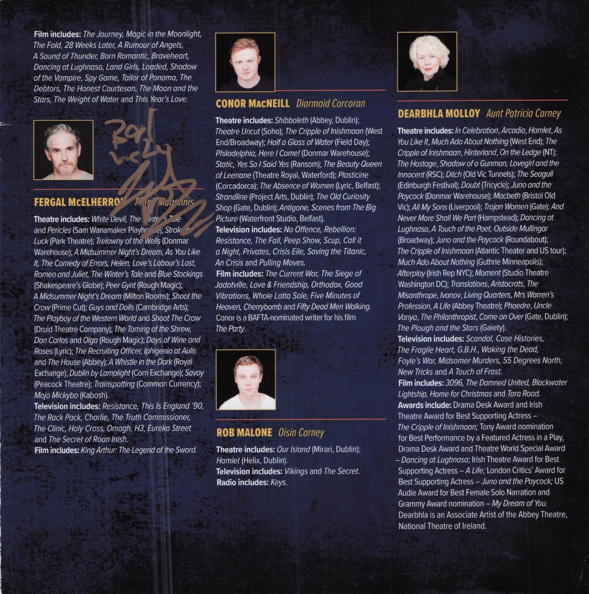 Fergal McElherron Rebellion Resistance TV Show Hand Signed Theatre Page