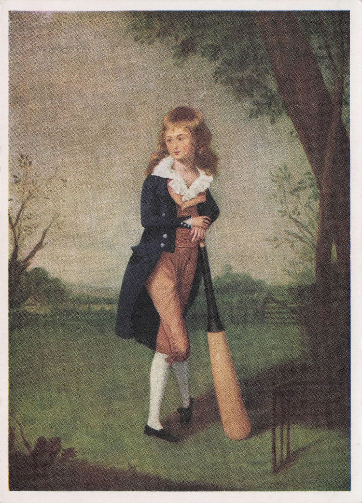 The Cricketer Boy Victorian Cricket Child Rare Painting Postcard