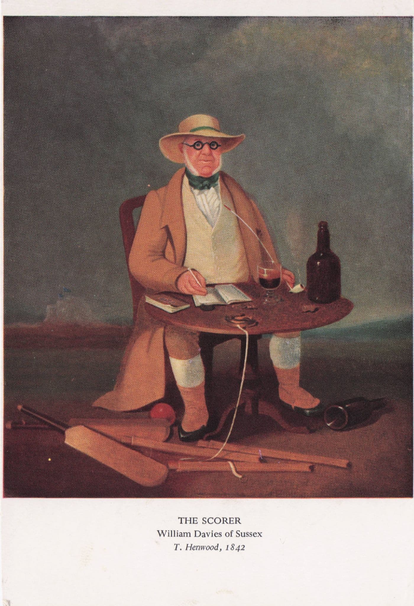 The Scorer Cricket William Davies of Sussex Victorian Painting Postcard