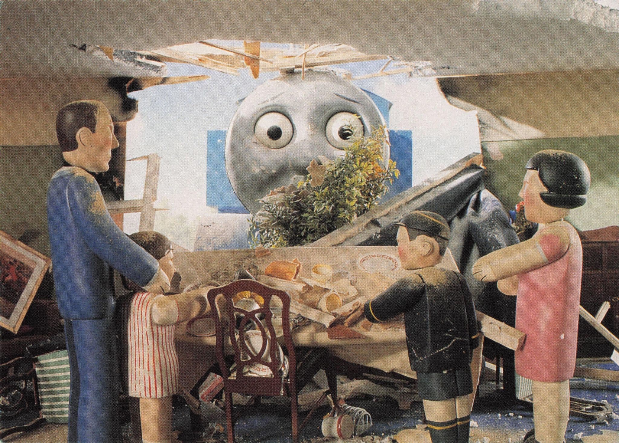 Thomas The Tank Engine Train Station Masters House Disaster Crash Postcard