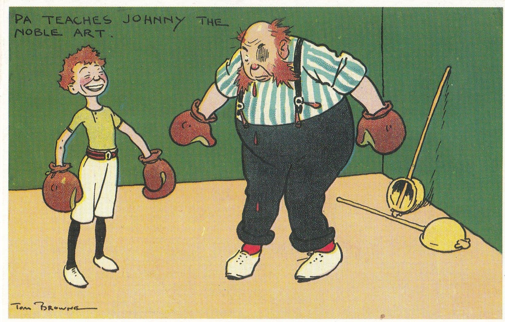 Tom Browne Boxing Trainer Training Comic Postcard