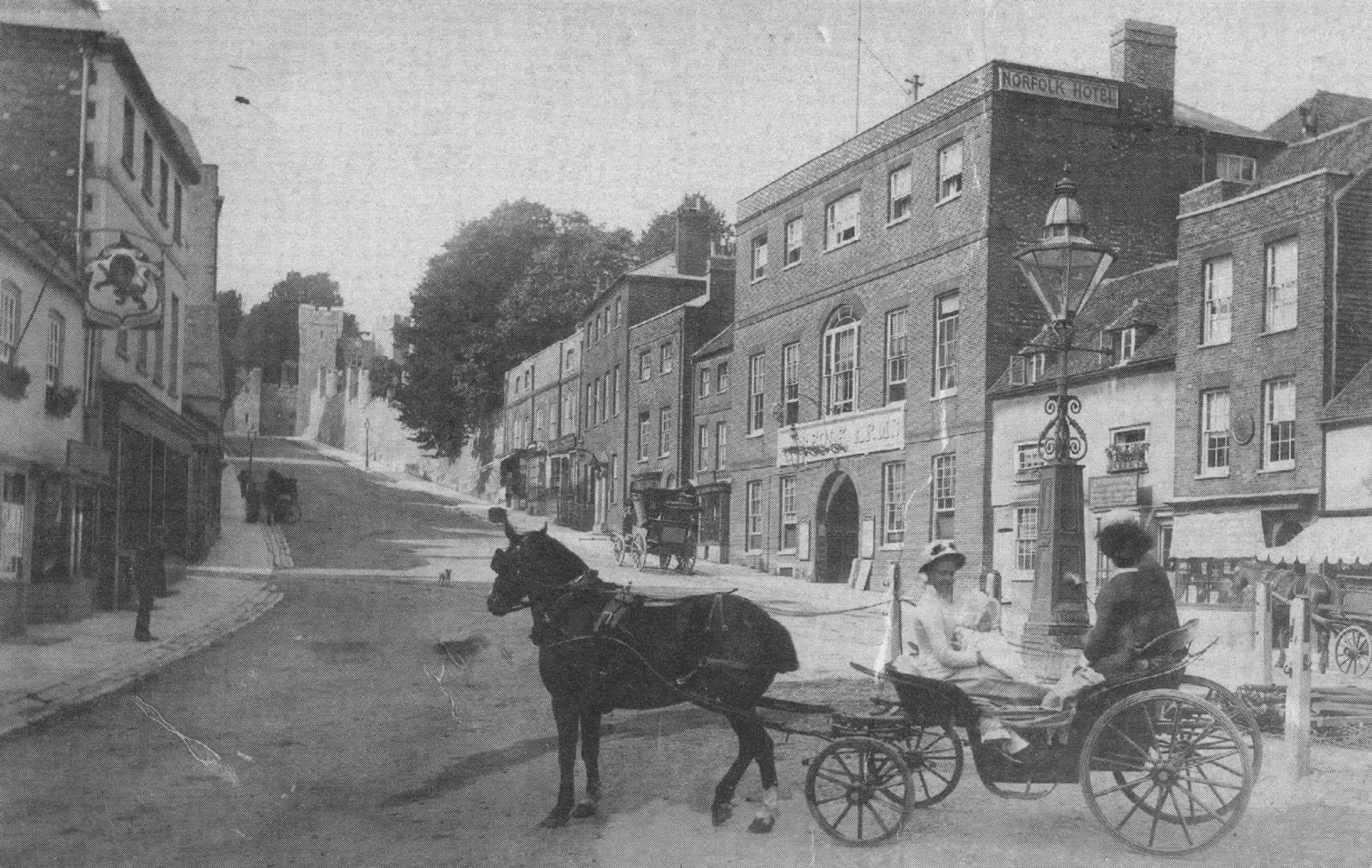 Victorian Baby Cart Conversation at High Street Arundel Sussex Postcard