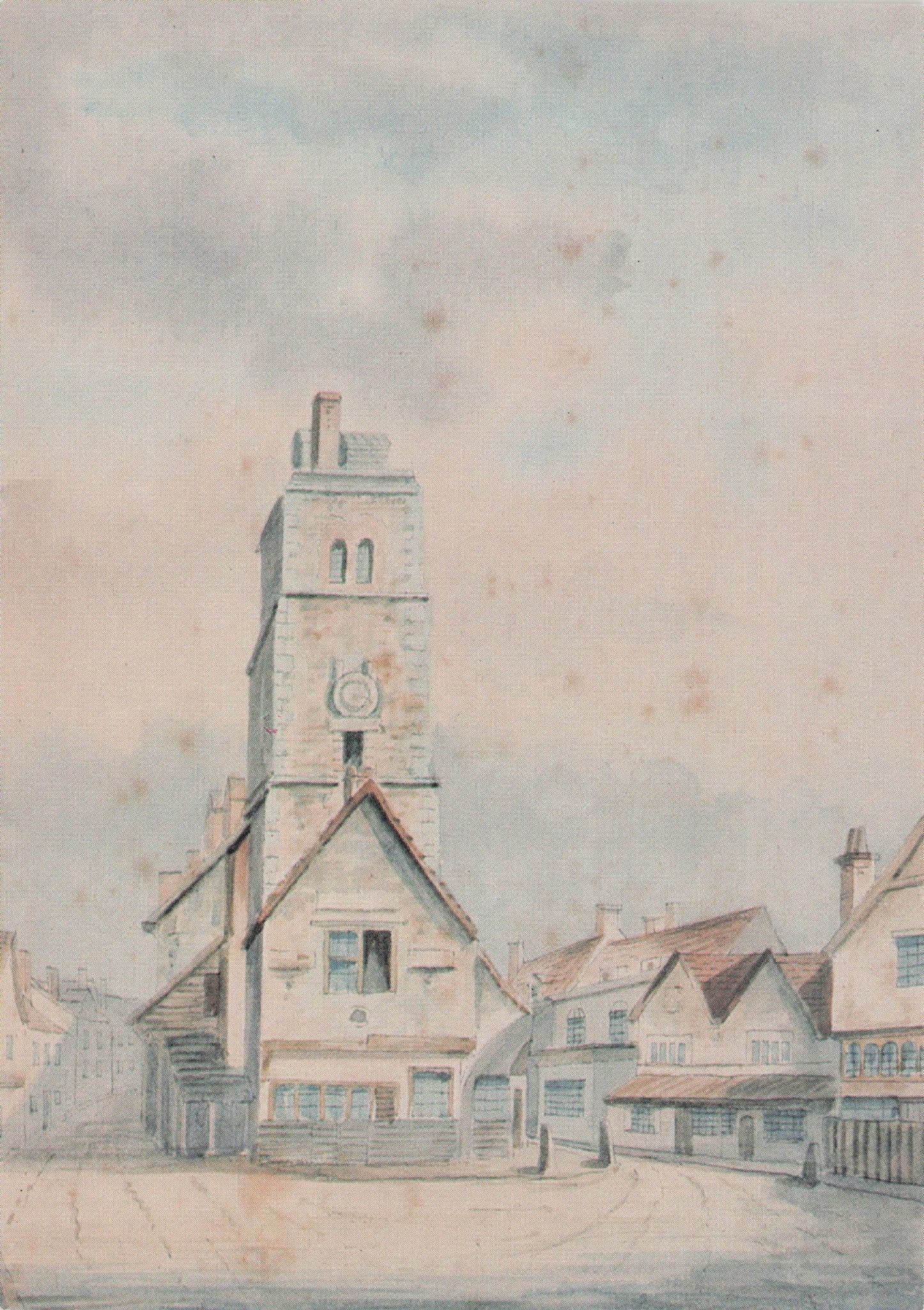 Victorian Clock Tower Advertising Shop St Albans Herts Painting Postcard