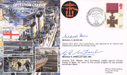 Michael Burn WW2 Veteran Captured at Nazaire Raid MULTI Hand Signed FDC
