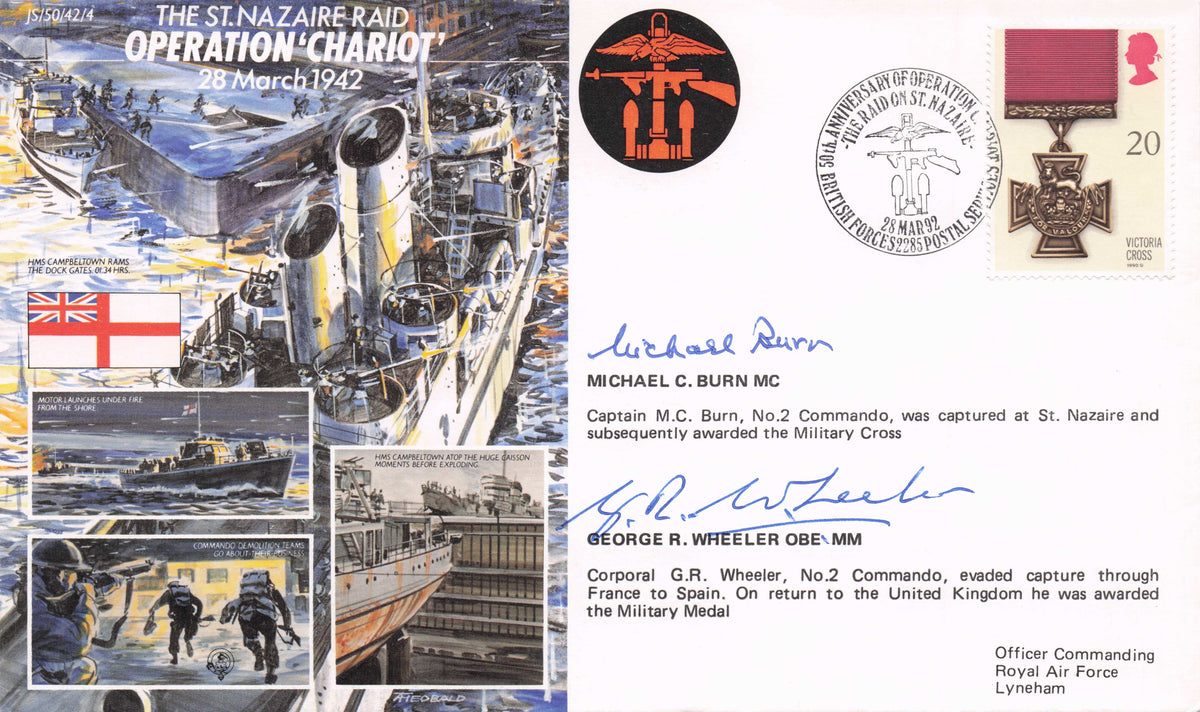Michael Burn WW2 Veteran Captured at Nazaire Raid MULTI Hand Signed FDC