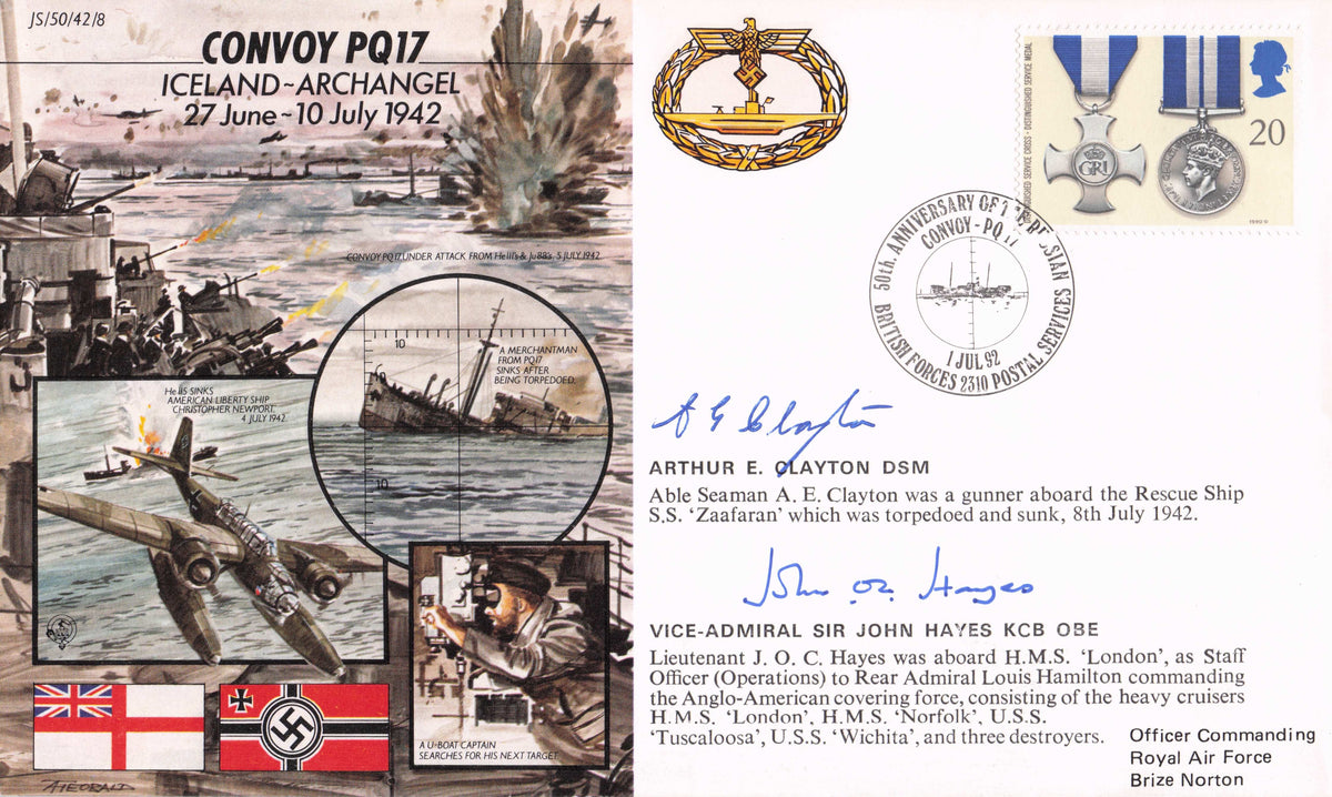 Arthur Clayton John Hayes WW2 MULTI Rare SS Zaafaran Ship Hand Signed FDC