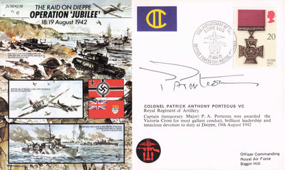 Operation Jubilee Colonel Patrick Porteous Victoria Cross WW2 Hand Signed FDC