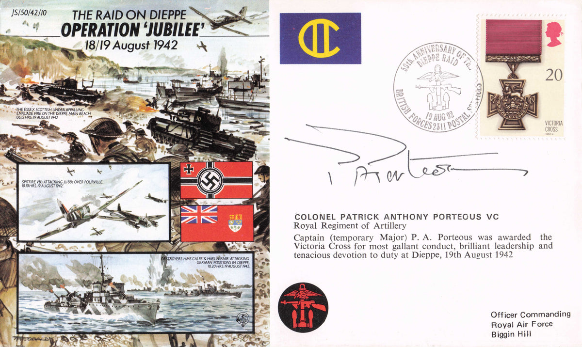 Operation Jubilee Colonel Patrick Porteous Victoria Cross WW2 Hand Signed FDC