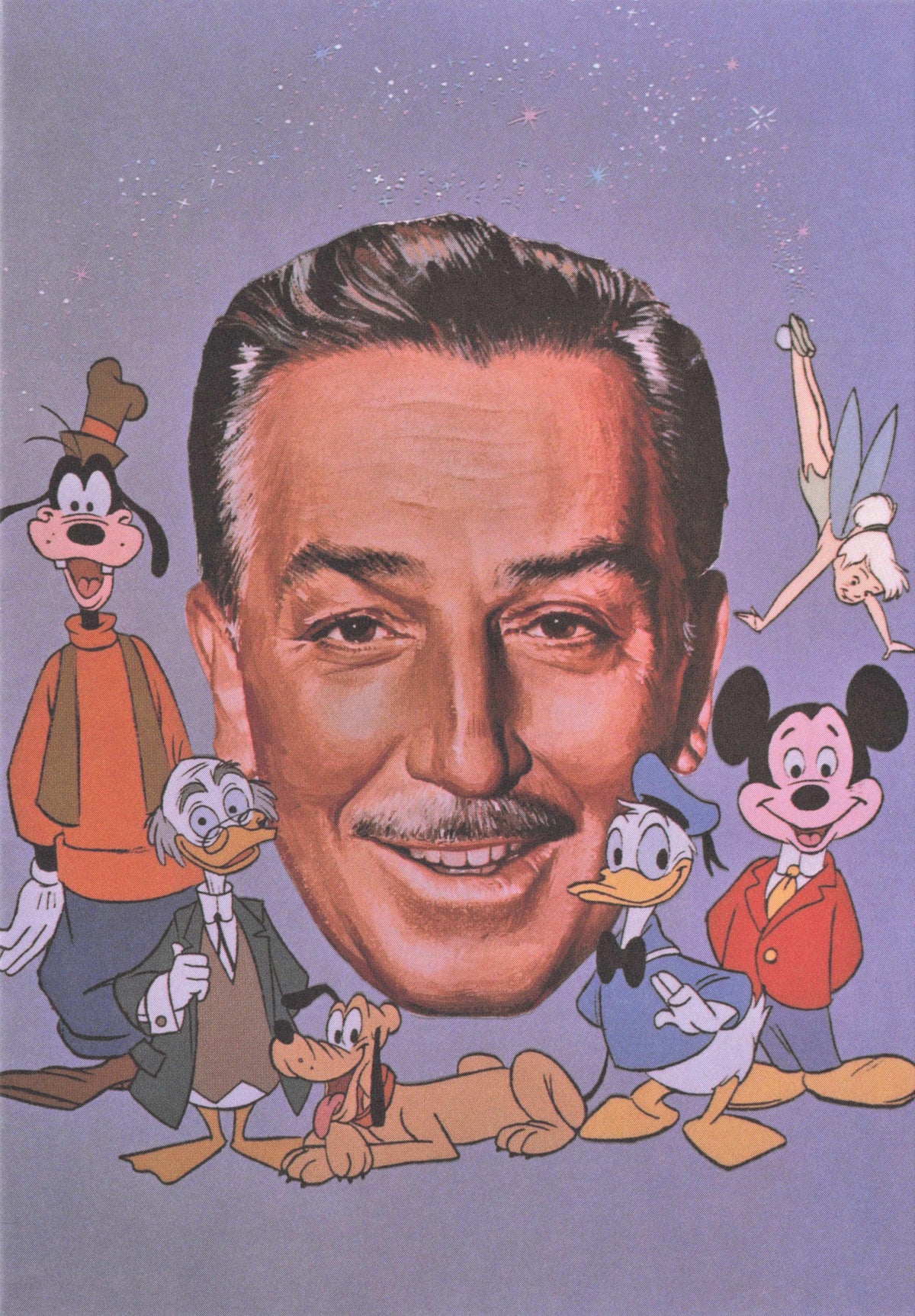 Walt Disney Creator Old Donald Duck Mickey Mouse Goofy Pluto Art Portrait Postcard