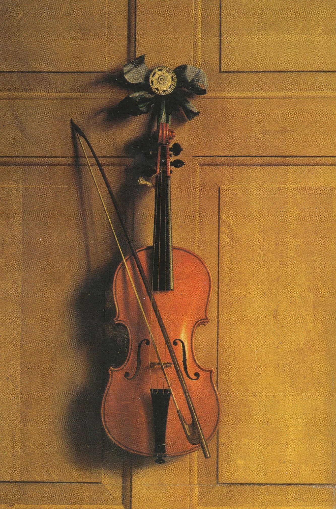 Violin On a Door by Jan Van der Vaart German Painting Postcard