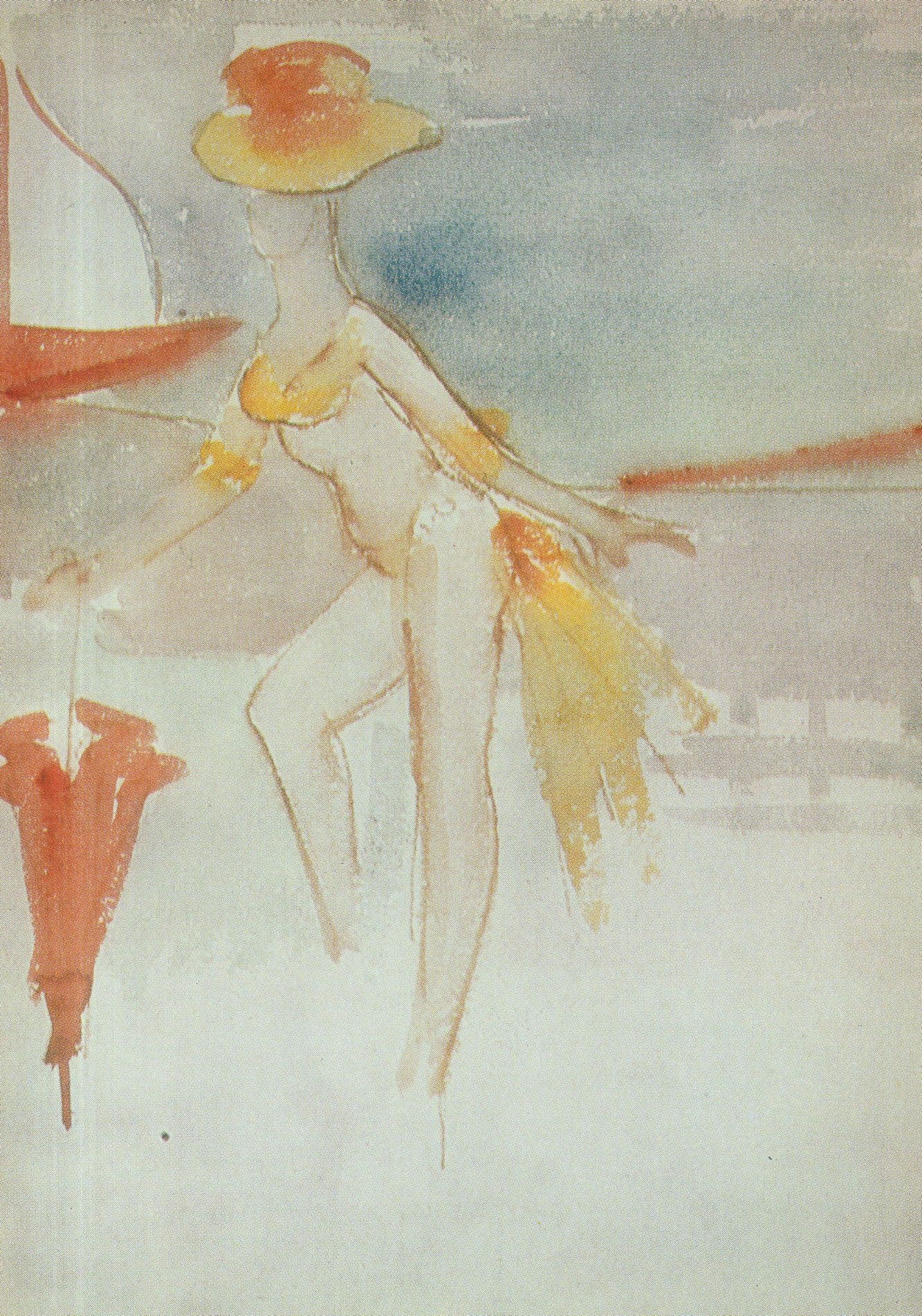 Windmill Girl With Parasol Zsuzsi Roboz London V&A Painting Postcard