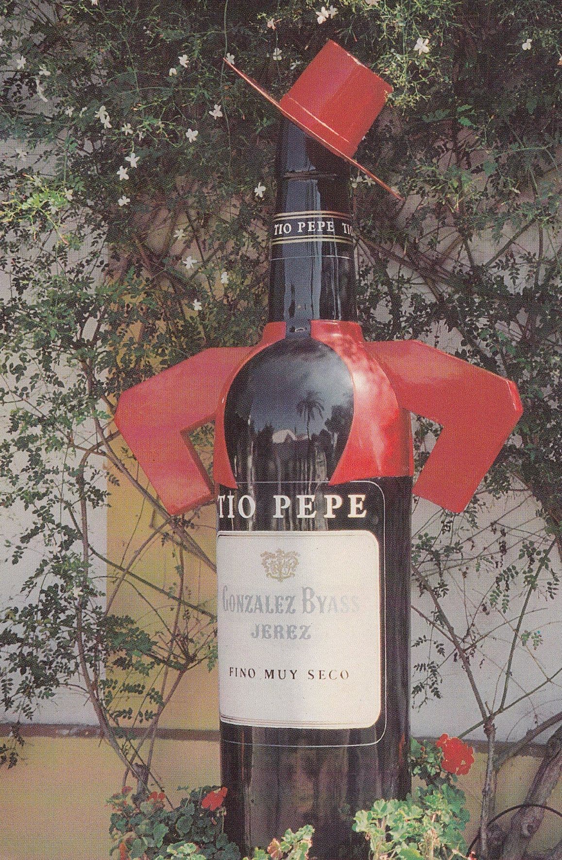 Wine Bottle Dressed As Spanish Man In Suit Advertising Postcard