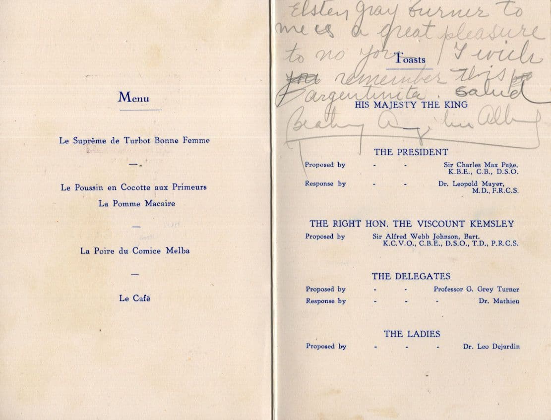 12th Congress Dinner WW2 Military Cross Doctor Amazing Hand Signed Menu