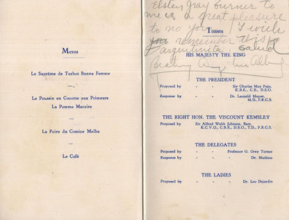 12th Congress Dinner WW2 Military Cross Doctor Amazing Hand Signed Menu