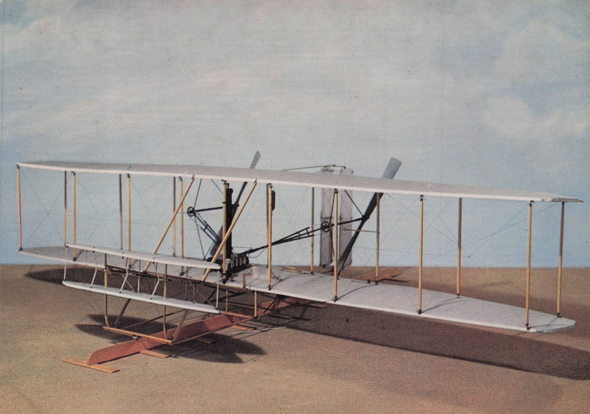 Wright Flyer 1903 Vintage Aircraft Old Biplane Model Postcard
