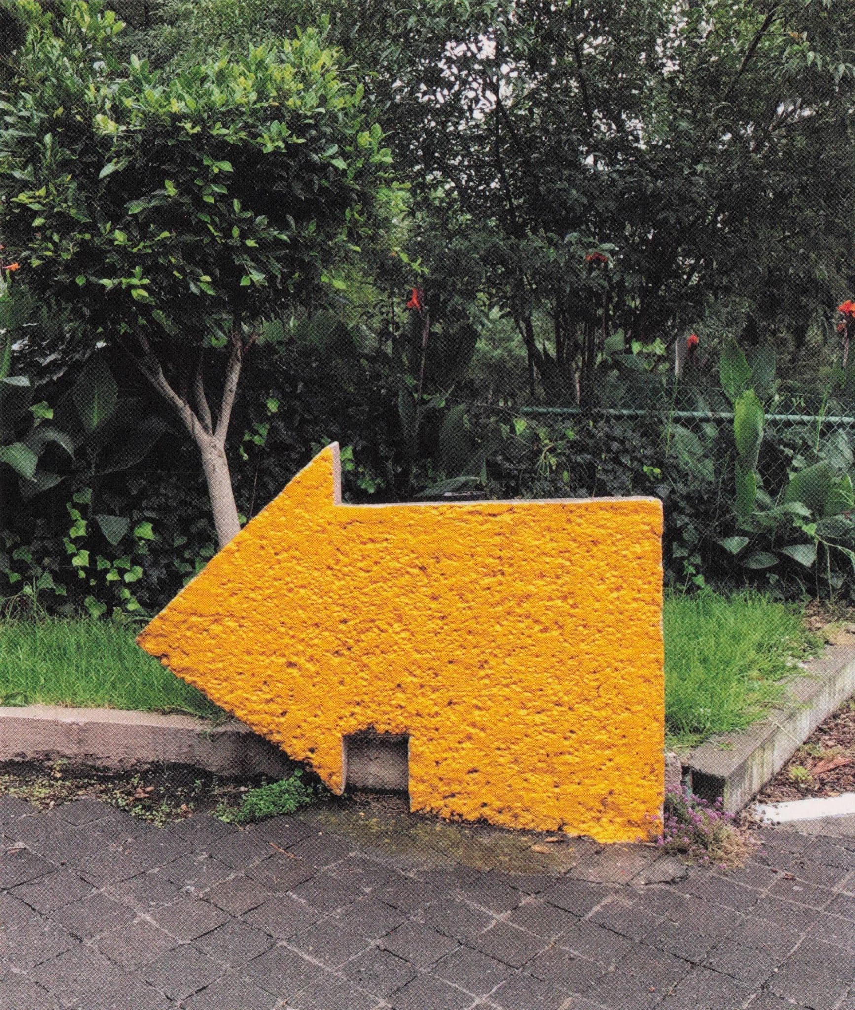 Yellow Arrow Sculpture at Bistro Chapultepec Bosque Mexico Postcard