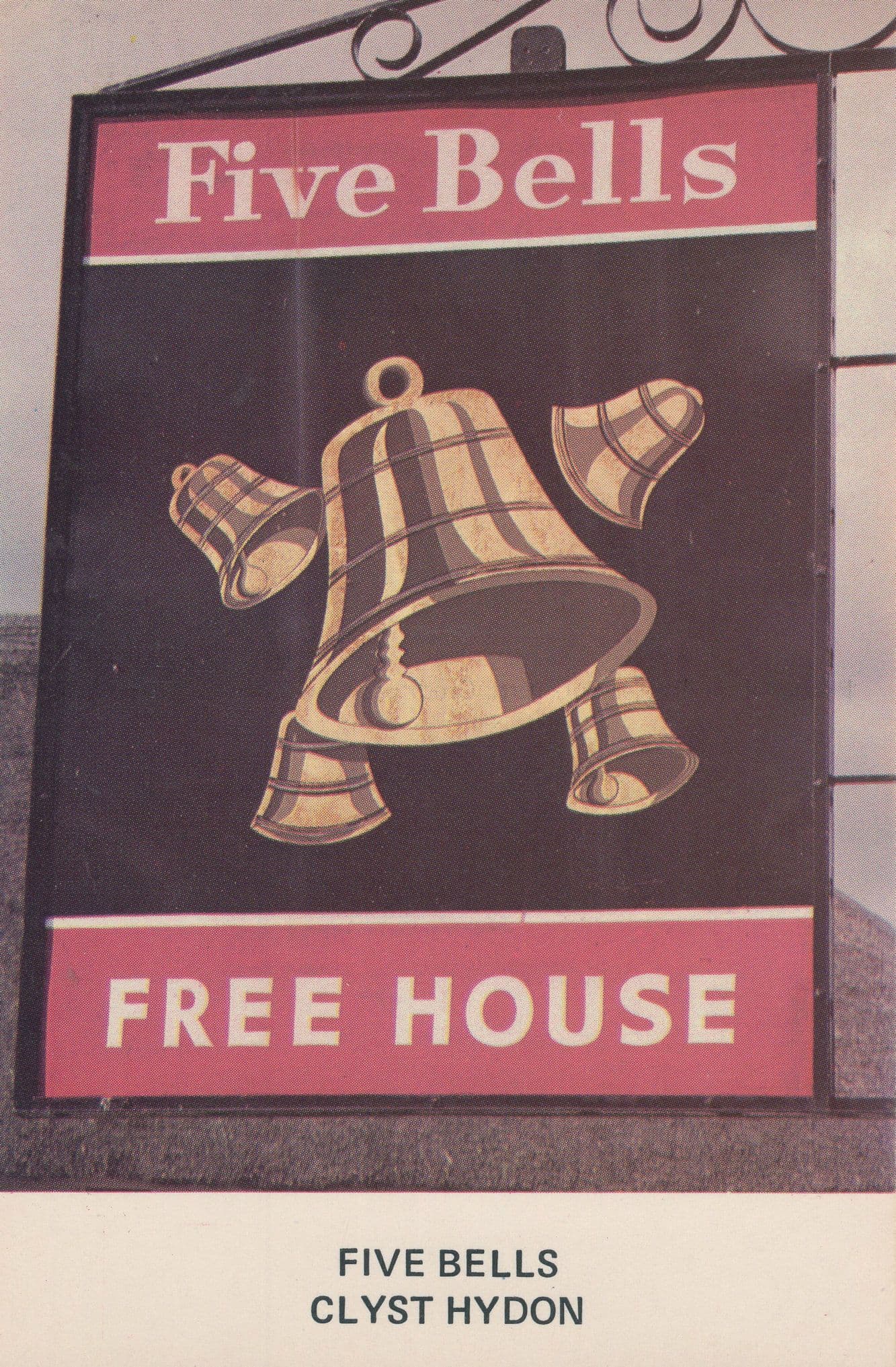 Five Bells Clyst Hydon Devon Pub Sign Advertising Postcard