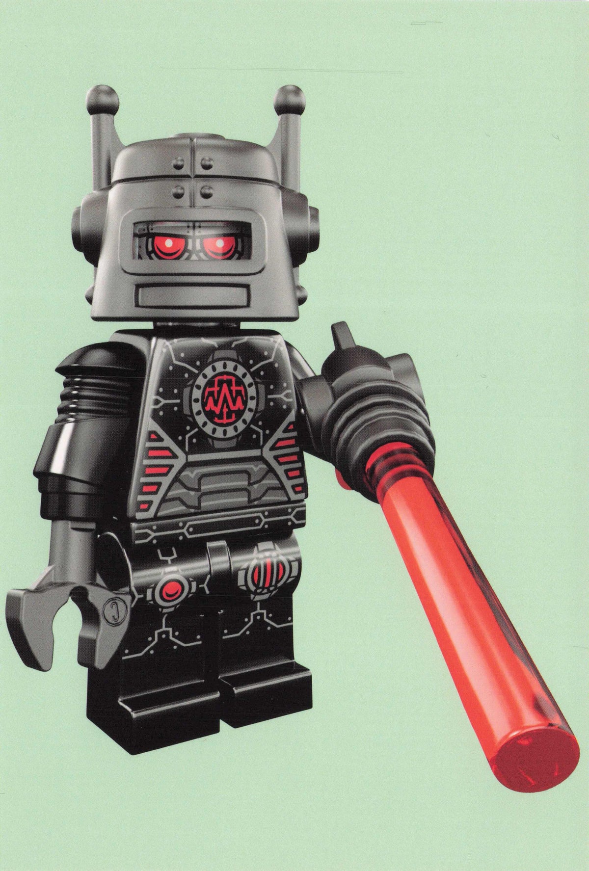 Science Fiction Star Wars Style Robot With Light Sabre Lego Toy Model Postcard