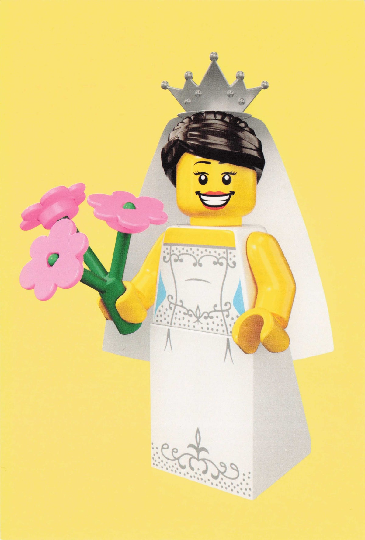 Toy Wedding Bride Lego Marriage Bridal Dress Woman Model Quotation Postcard