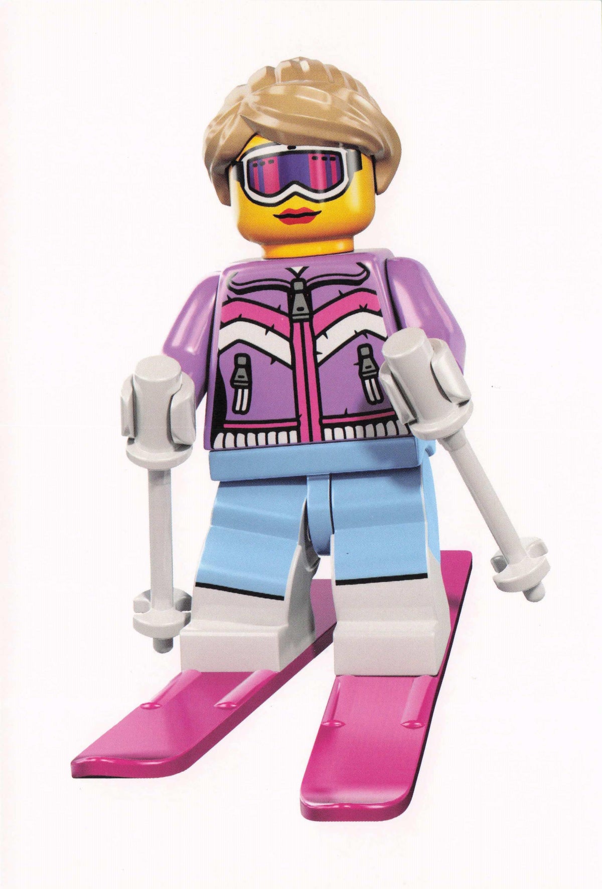 Downhill Skiier Winter Sports Skiing Lego Model Figure Quotation Postcard