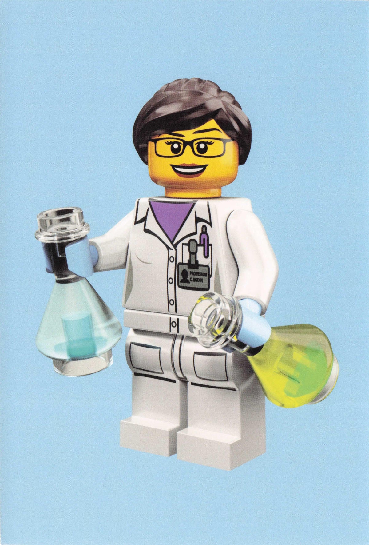 Scientist Toy Science Inventor Chemistry Flasks Lego Model Quotation Postcard