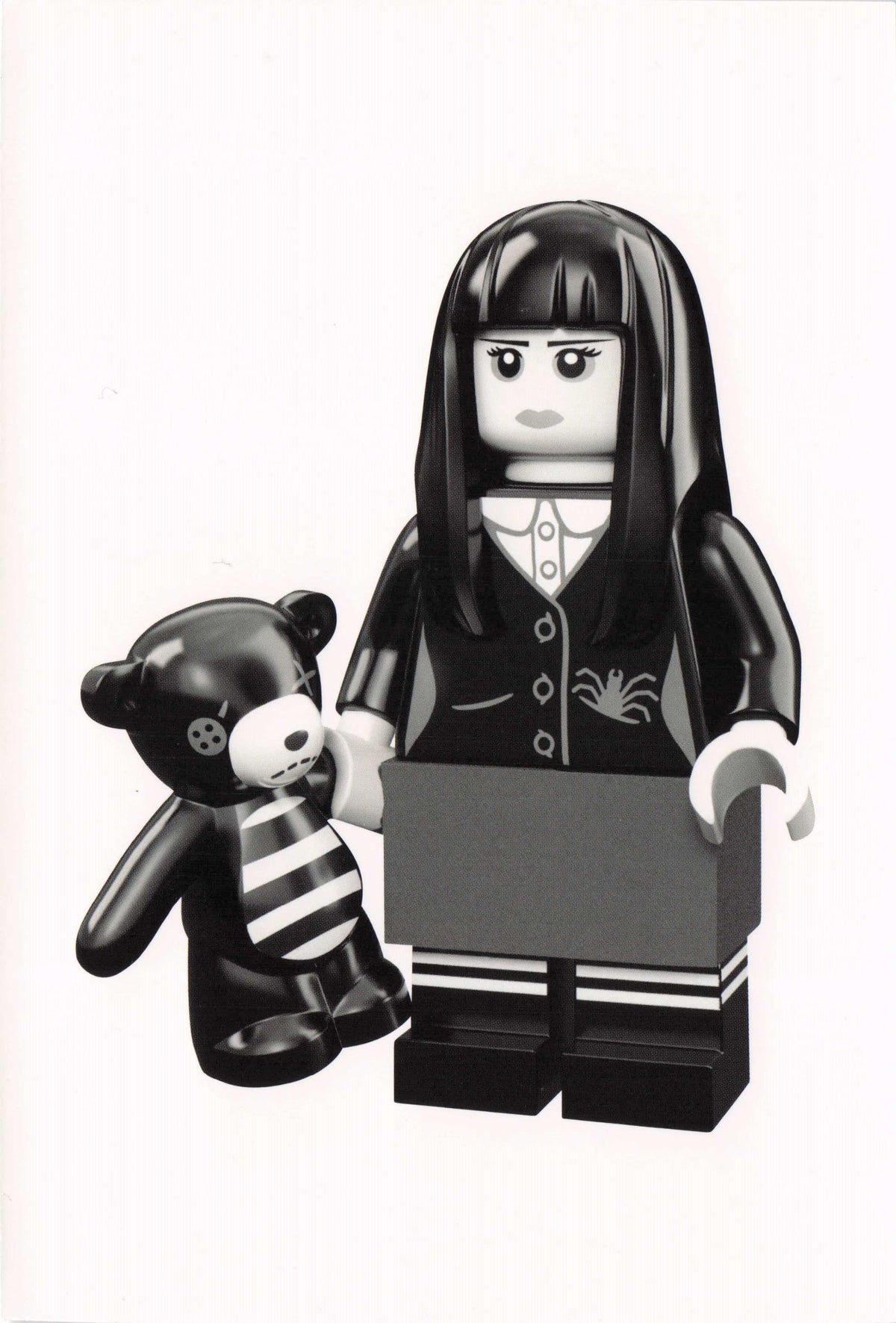 Scary Girl Child In Spider Jacket Toy Lego Doll Teddy Bear Quotation Postcard