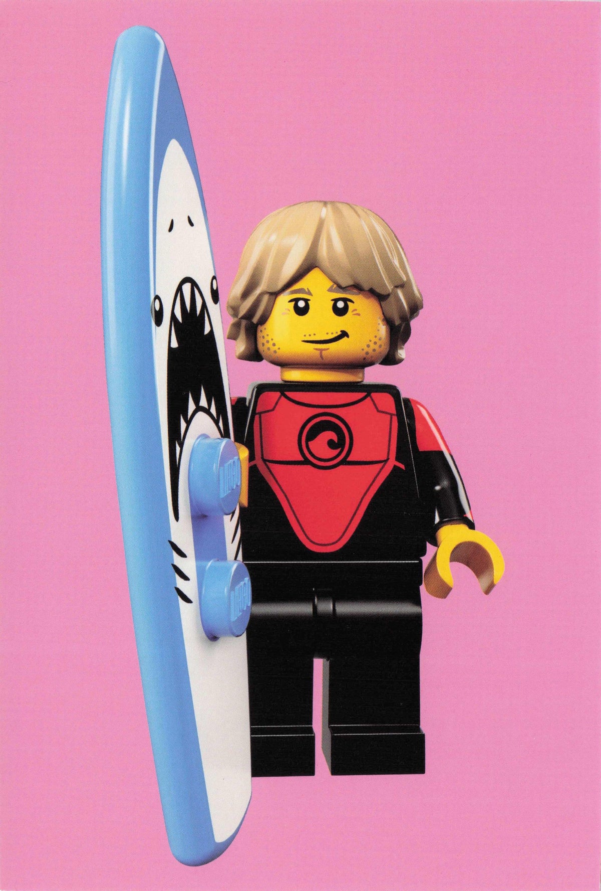 Daredevil Toy Surfer Lego Model Big Fish Jaws Shark Surf Board Quotation Postcard