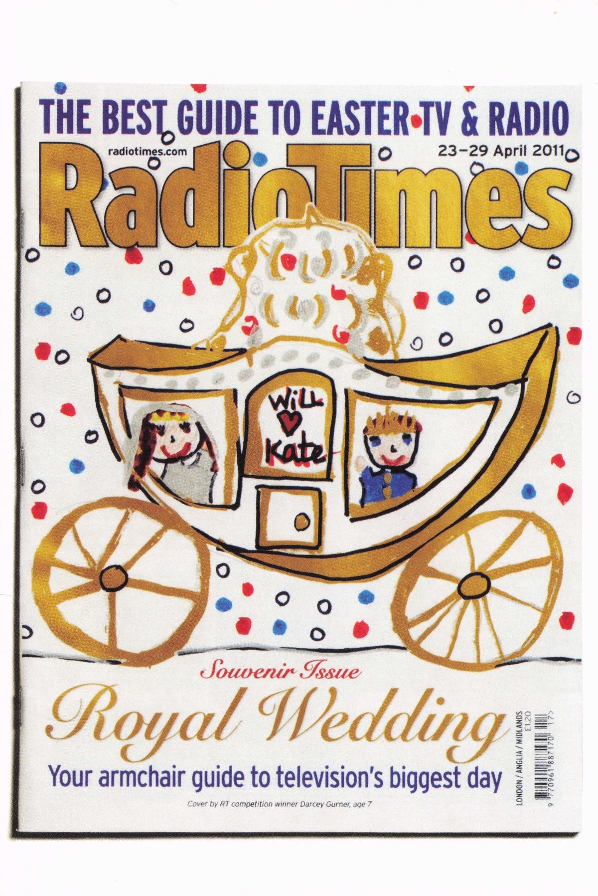 Prince William & Kate Royal Wedding Carriage Comic Award Childrens Art Postcard